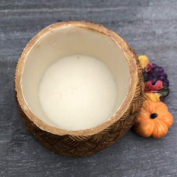 Home Interiors Vintage Thanksgiving Teddy Bear Pilgrim Resin Basket Box 4.5” Hi - Picture 2 of 15